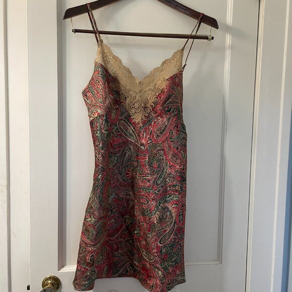 Victoria’s Secret Gold Label Vintage Chemise XS in Paisley with lace trim - Picture 3 of 6